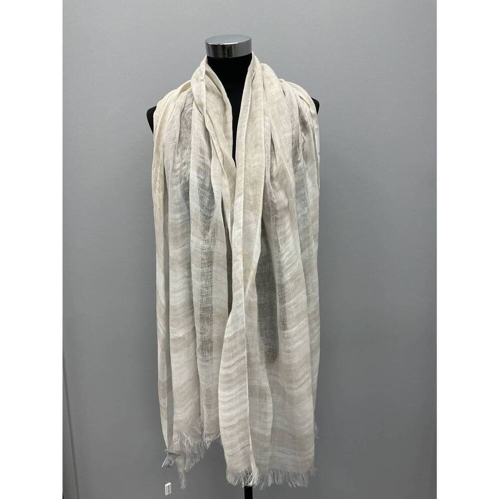 NEW HUBERT GASSER linene/lurex scarf in natural